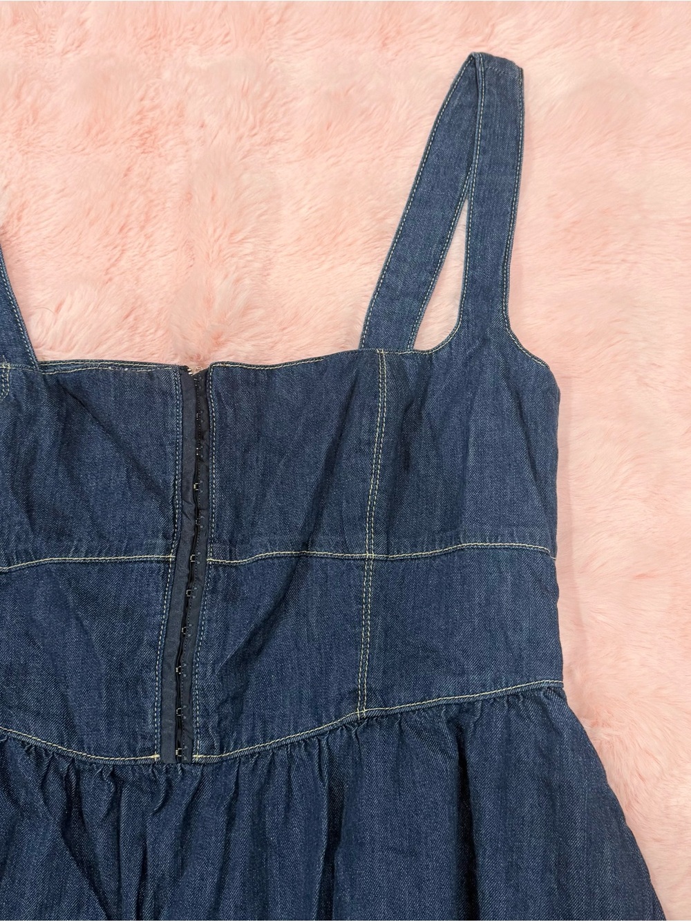 Reformation Tagliatelle Denim Midi Sleeveless Dress - Picture 7 of 8